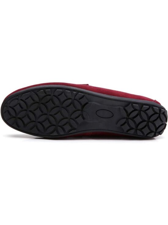 FASHION Men\'s Wine Red Suede Leather Loafers Penny Slip On Walking Casual Shoes